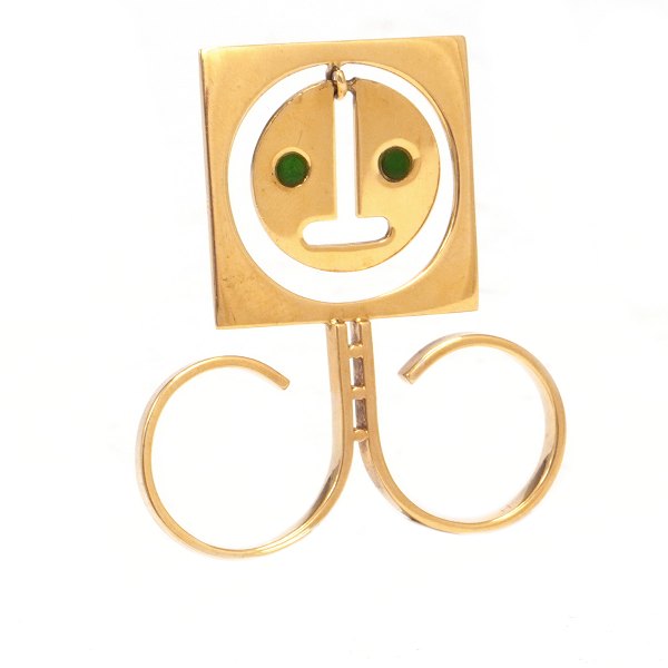 Anni & Bent Knudsen dobbelt "maske" fingerring i 18kt guld. Ringstr. 56
