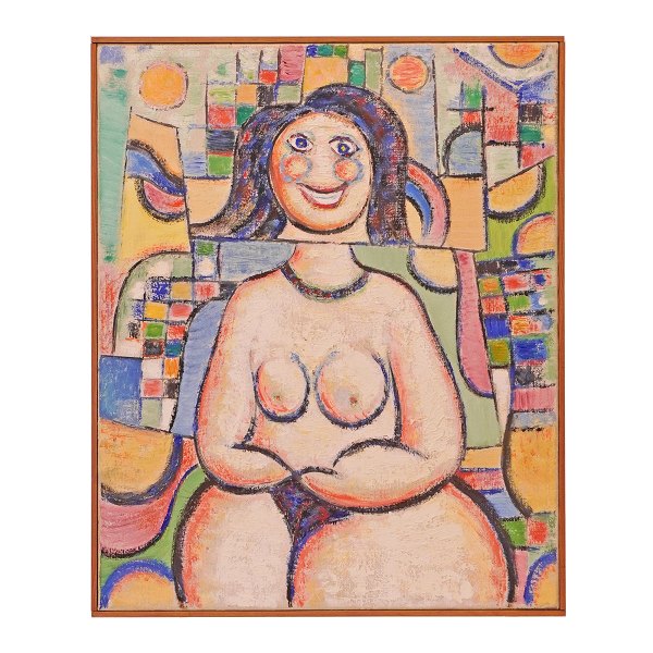 Erik Ortvad maleri. Erik Ortvad, 1917-2008, olie på lærred. Signeret og dateret 1967. Lysmål: 60x48cm. Med ramme: 62x50cm