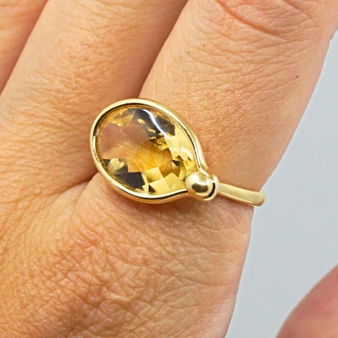 Georg Jensen; Savannah ring i 18 kt. guld med citrin