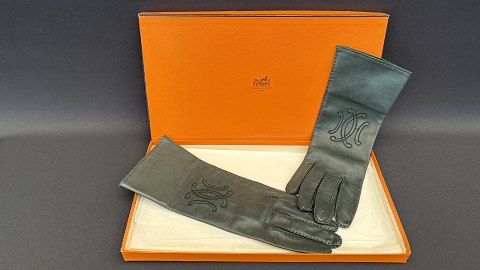Hermès handsker i grønt skindSt. 7 1/2