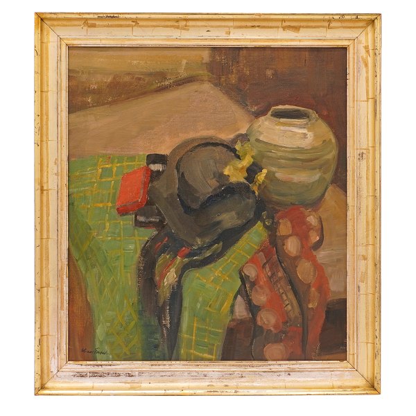 Carl Fischer, 1887-1962, olie på lærred. Motiv i form af stilleben. Signeret.Lysmål: 59x52cm. Med ramme: 70x64cm