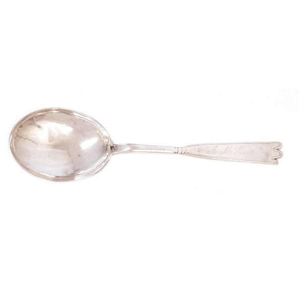 Tidlig 1700-tals sølvske af Jens Michelsen Halling, Varde, 1703-11. L: 18,cm